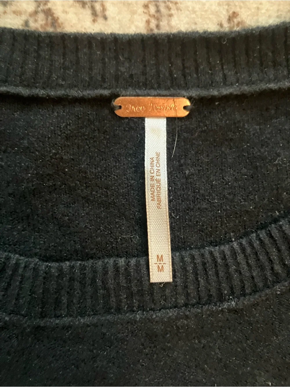 Free People Black Crewneck Pullover Sweater